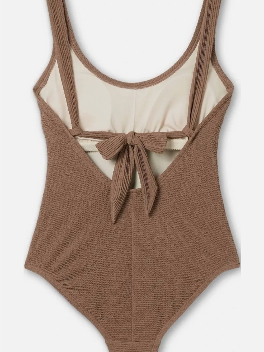Kona Sol Textured Brown One-Piece Swimsuit with Tie Back